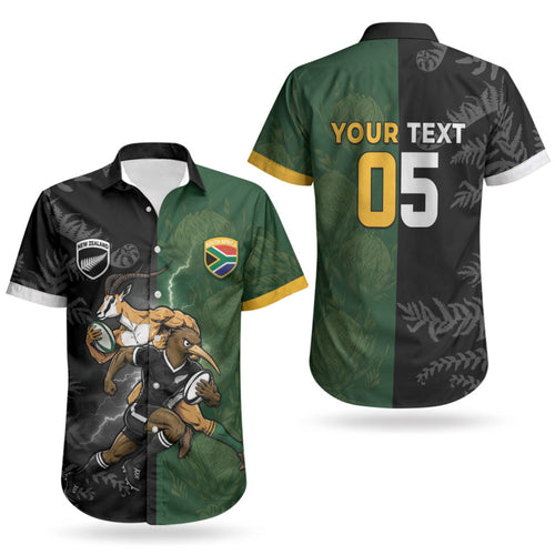 Custom South Africa And New Zealand Couples Matching Mermaid Dress and Hawaiian Shirt Springboks And Kiwis Rugby Rivalry