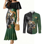 Custom South Africa And New Zealand Couples Matching Mermaid Dress and Long Sleeve Button Shirt Springboks And Kiwis Rugby Rivalry