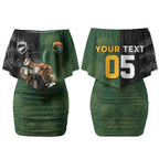 Custom South Africa And New Zealand Couples Matching Off Shoulder Short Dress and Long Sleeve Button Shirt Springboks And Kiwis Rugby Rivalry