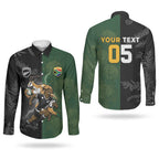 Custom South Africa And New Zealand Couples Matching Off The Shoulder Long Sleeve Dress and Long Sleeve Button Shirt Springboks And Kiwis Rugby Rivalry