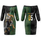 Custom South Africa And New Zealand Couples Matching Off The Shoulder Long Sleeve Dress and Long Sleeve Button Shirt Springboks And Kiwis Rugby Rivalry