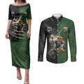 Custom South Africa And New Zealand Couples Matching Puletasi and Long Sleeve Button Shirt Springboks And Kiwis Rugby Rivalry