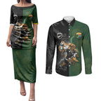 Custom South Africa And New Zealand Couples Matching Puletasi and Long Sleeve Button Shirt Springboks And Kiwis Rugby Rivalry