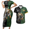 Custom South Africa And New Zealand Couples Matching Short Sleeve Bodycon Dress and Hawaiian Shirt Springboks And Kiwis Rugby Rivalry