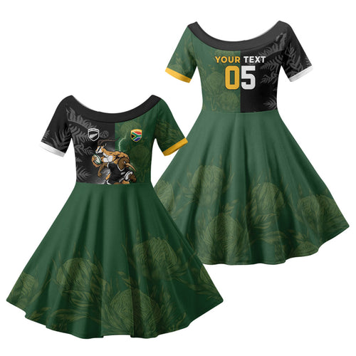 Custom South Africa And New Zealand Family Matching Off Shoulder Maxi Dress and Hawaiian Shirt Springboks And Kiwis Rugby Rivalry