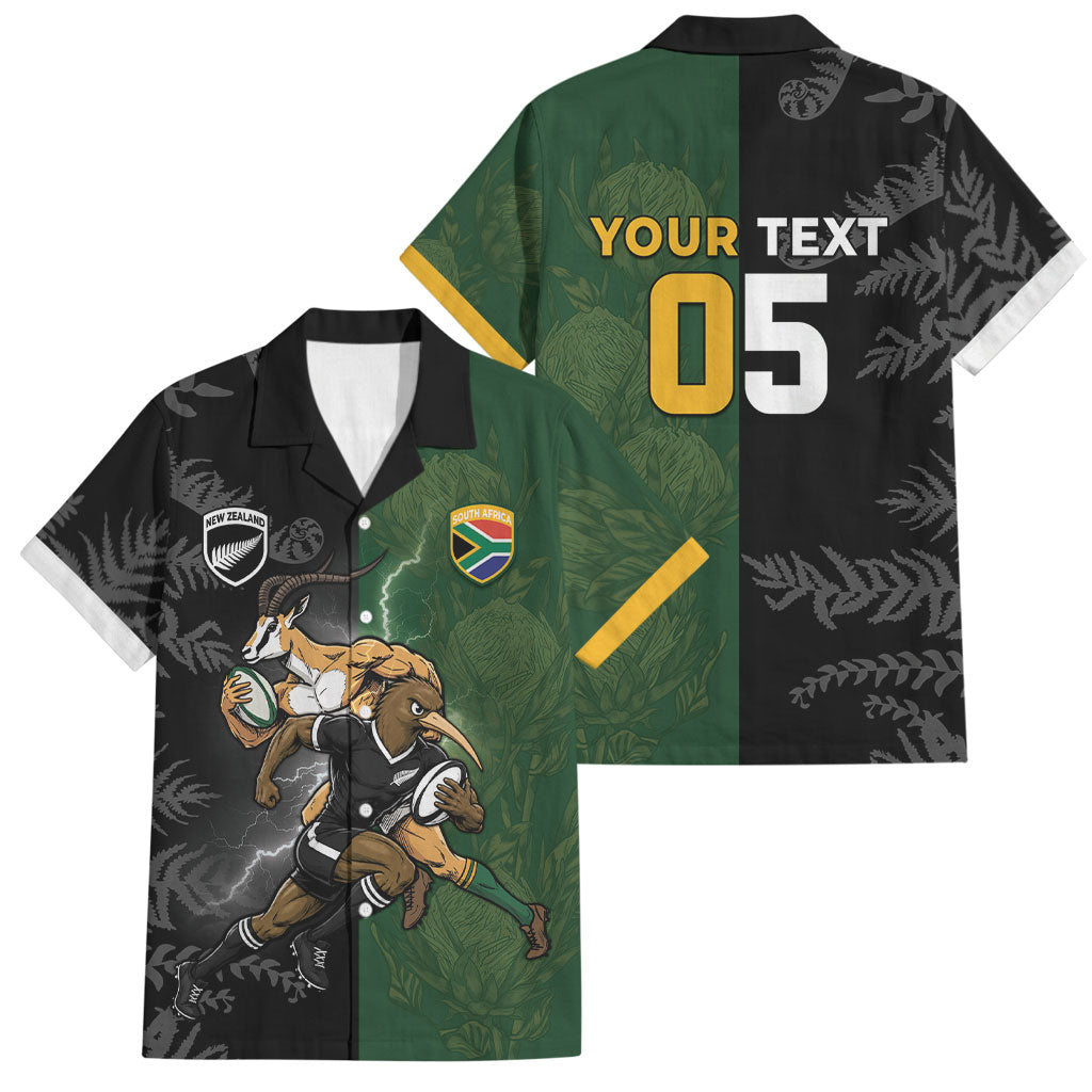 Custom South Africa And New Zealand Family Matching Summer Maxi Dress and Hawaiian Shirt Springboks And Kiwis Rugby Rivalry