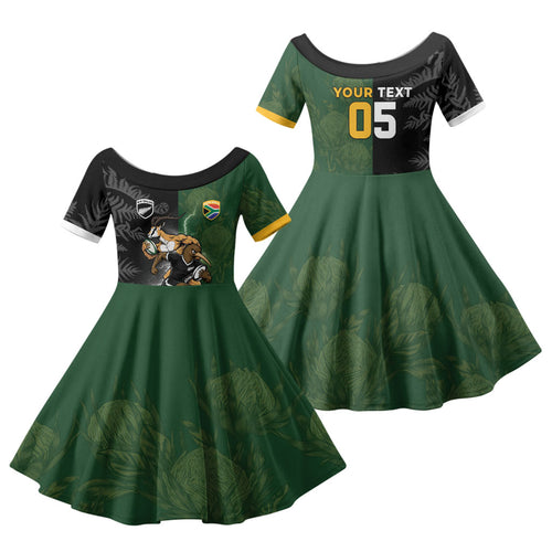 Custom South Africa And New Zealand Family Matching Tank Maxi Dress and Hawaiian Shirt Springboks And Kiwis Rugby Rivalry