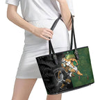 South Africa And New Zealand Leather Tote Bag Springboks And Kiwis Rugby Rivalry