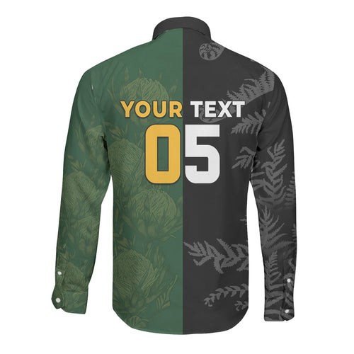 Custom South Africa And New Zealand Long Sleeve Button Shirt Springboks And Kiwis Rugby Rivalry