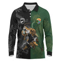 Custom South Africa And New Zealand Long Sleeve Polo Shirt Springboks And Kiwis Rugby Rivalry