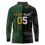 Custom South Africa And New Zealand Long Sleeve Polo Shirt Springboks And Kiwis Rugby Rivalry