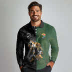 Custom South Africa And New Zealand Long Sleeve Polo Shirt Springboks And Kiwis Rugby Rivalry