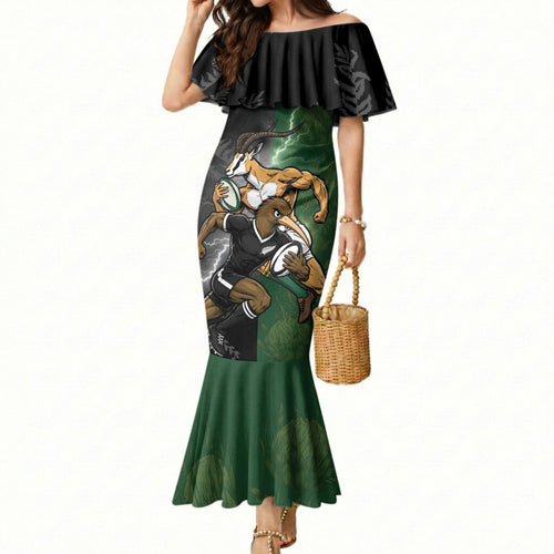 Custom South Africa And New Zealand Mermaid Dress Springboks And Kiwis Rugby Rivalry