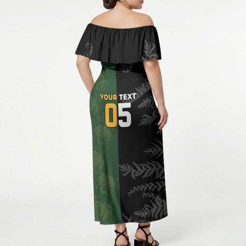 Custom South Africa And New Zealand Off Shoulder Maxi Dress Springboks And Kiwis Rugby Rivalry