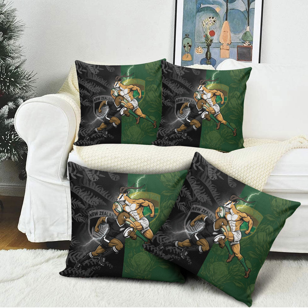South Africa And New Zealand Pillow Cover Springboks And Kiwis Rugby Rivalry