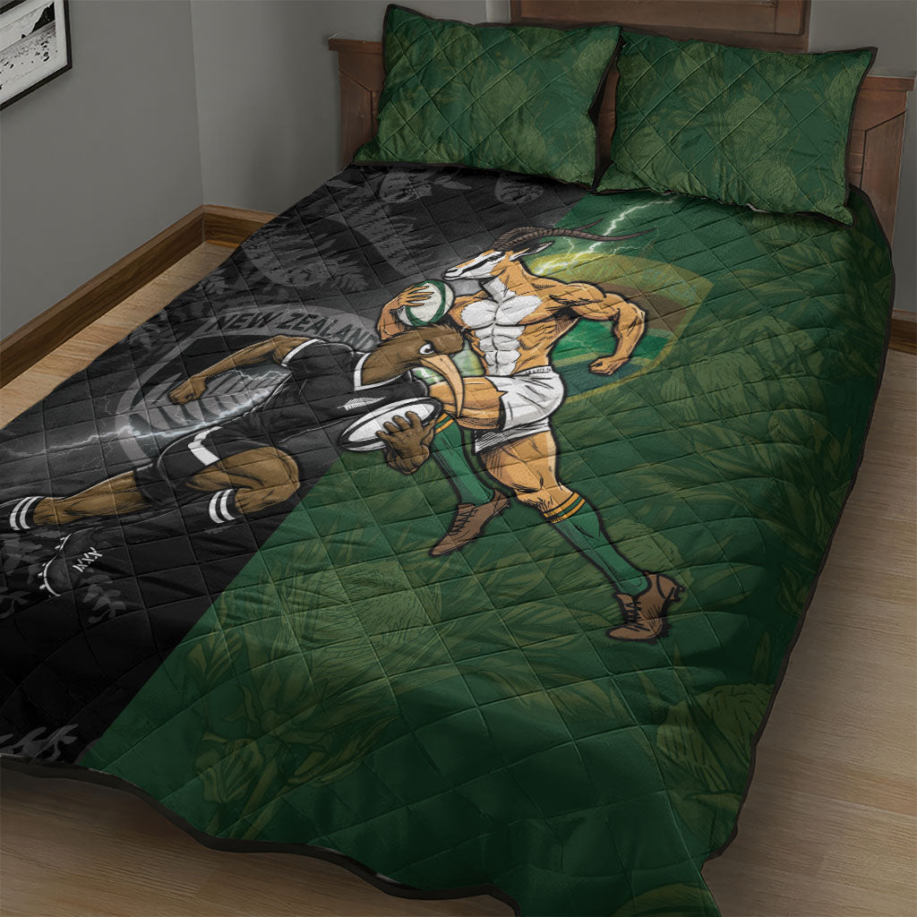 South Africa And New Zealand Quilt Bed Set Springboks And Kiwis Rugby Rivalry