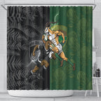 South Africa And New Zealand Shower Curtain Springboks And Kiwis Rugby Rivalry