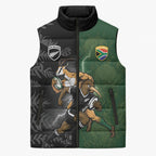Custom South Africa And New Zealand Sleeveless Puffer Jacket Springboks And Kiwis Rugby Rivalry