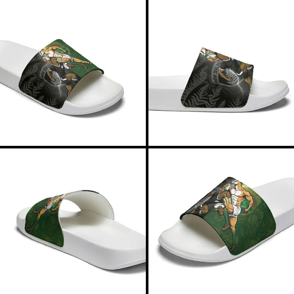 South Africa And New Zealand Slide Sandals Springboks And Kiwis Rugby Rivalry