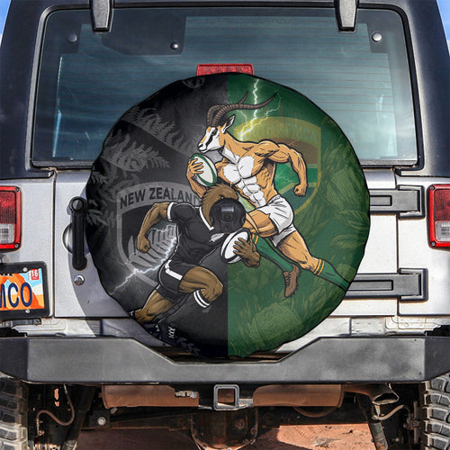 South Africa And New Zealand Spare Tire Cover Springboks And Kiwis Rugby Rivalry