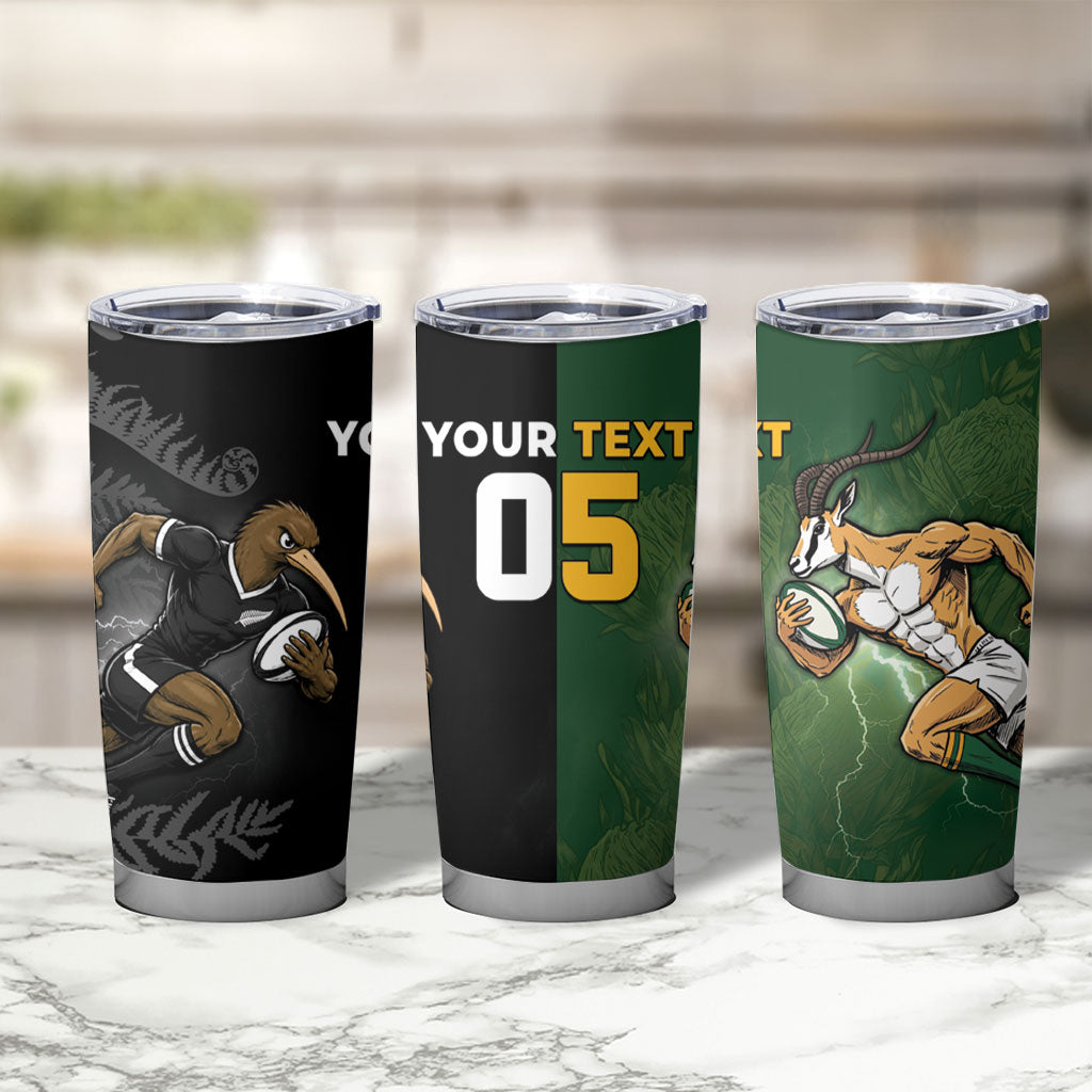 Custom South Africa And New Zealand Tumbler Cup Springboks And Kiwis Rugby Rivalry