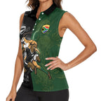 Custom South Africa And New Zealand Women Sleeveless Polo Shirt Springboks And Kiwis Rugby Rivalry