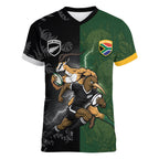 Custom South Africa And New Zealand Women V-Neck T-Shirt Springboks And Kiwis Rugby Rivalry