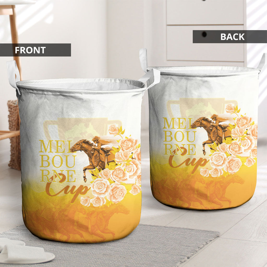 Melbourne Horse Racing Laundry Basket Vintage Floral Equestrian Rider