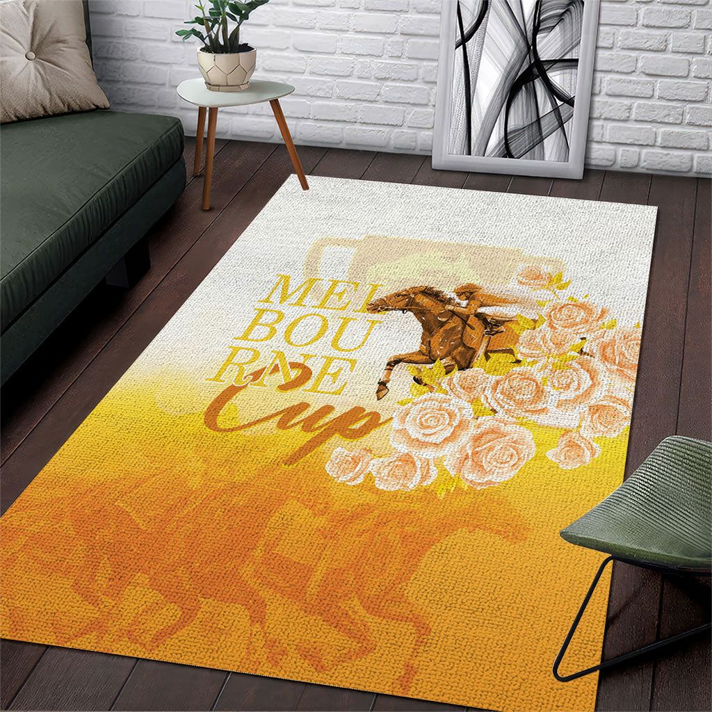 Melbourne Horse Racing Area Rug Vintage Floral Equestrian Rider