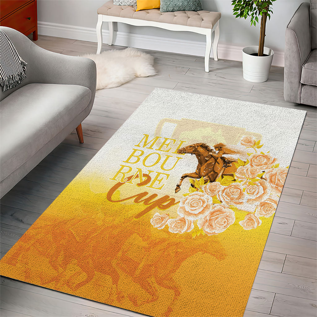 Melbourne Horse Racing Area Rug Vintage Floral Equestrian Rider