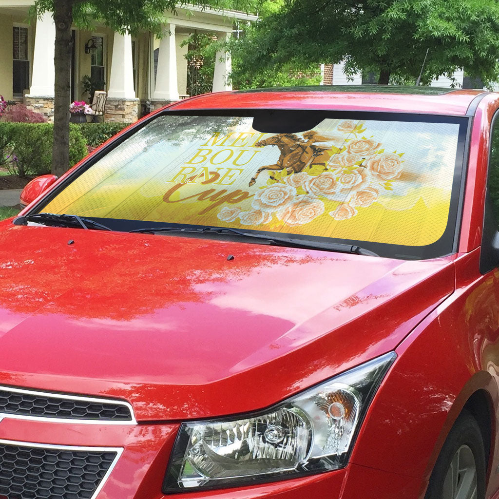 Melbourne Horse Racing Auto Sun Shade Vintage Floral Equestrian Rider