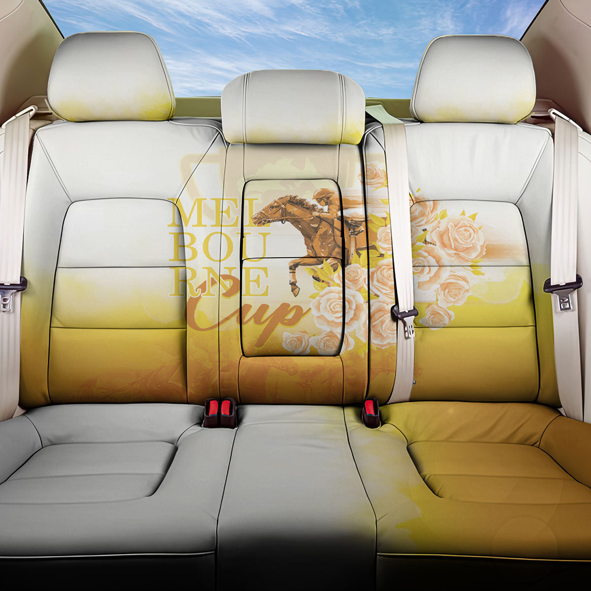 Melbourne Horse Racing Back Car Seat Cover Vintage Floral Equestrian Rider