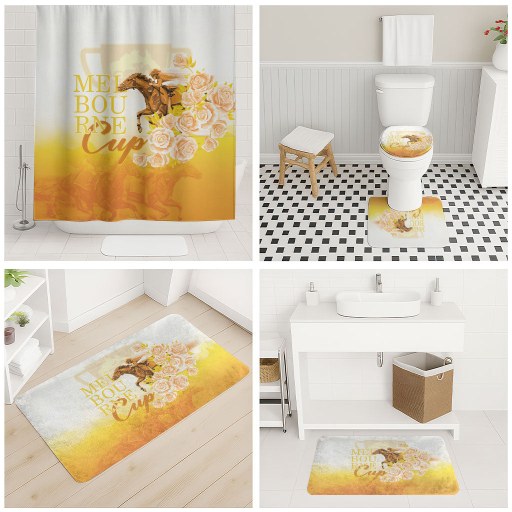 Melbourne Horse Racing Bathroom Set Vintage Floral Equestrian Rider
