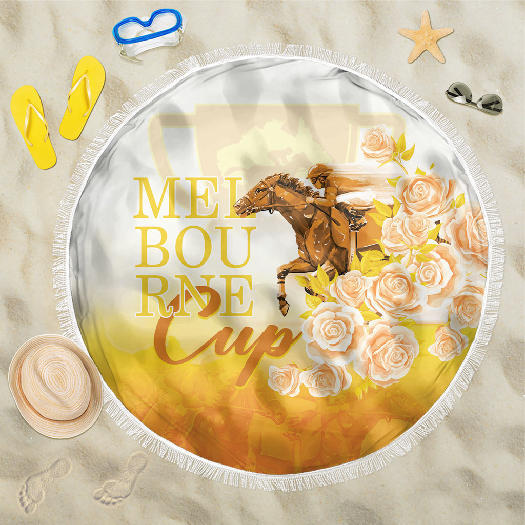 Melbourne Horse Racing Beach Blanket Vintage Floral Equestrian Rider