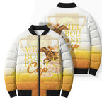 Melbourne Horse Racing Bomber Puffer Jacket Vintage Floral Equestrian Rider