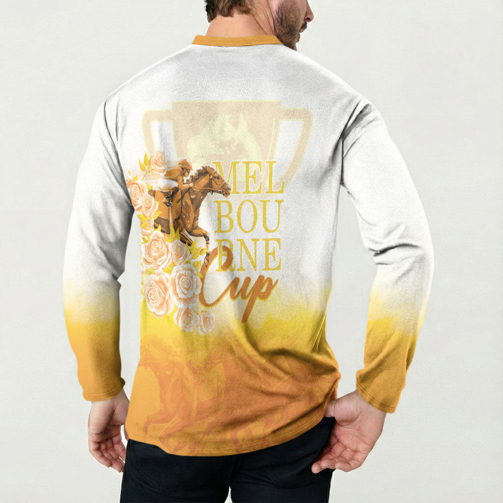 Melbourne Horse Racing Button Sweatshirt Vintage Floral Equestrian Rider