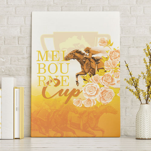 Melbourne Horse Racing Canvas Wall Art Vintage Floral Equestrian Rider