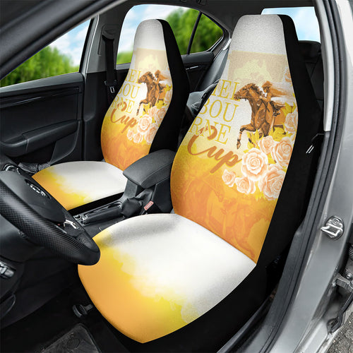 Melbourne Horse Racing Car Seat Cover Vintage Floral Equestrian Rider