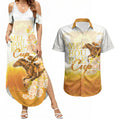 Melbourne Horse Racing Couples Matching Summer Maxi Dress and Hawaiian Shirt Vintage Floral Equestrian Rider
