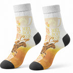 Melbourne Horse Racing Crew Socks Vintage Floral Equestrian Rider