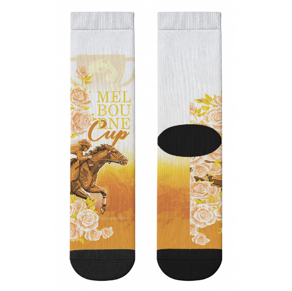 Melbourne Horse Racing Crew Socks Vintage Floral Equestrian Rider