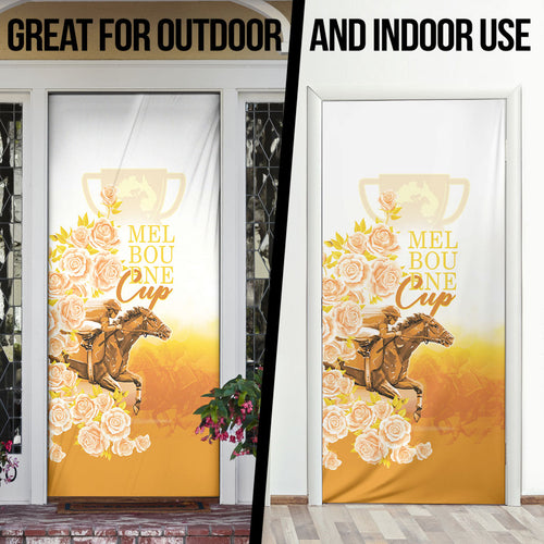 Melbourne Horse Racing Door Cover Vintage Floral Equestrian Rider