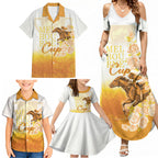 Melbourne Horse Racing Family Matching Summer Maxi Dress and Hawaiian Shirt Vintage Floral Equestrian Rider