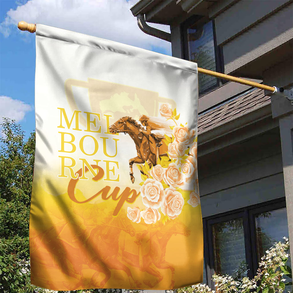 Melbourne Horse Racing Garden Flag Vintage Floral Equestrian Rider