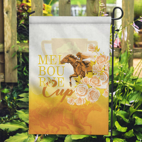 Melbourne Horse Racing Garden Flag Vintage Floral Equestrian Rider