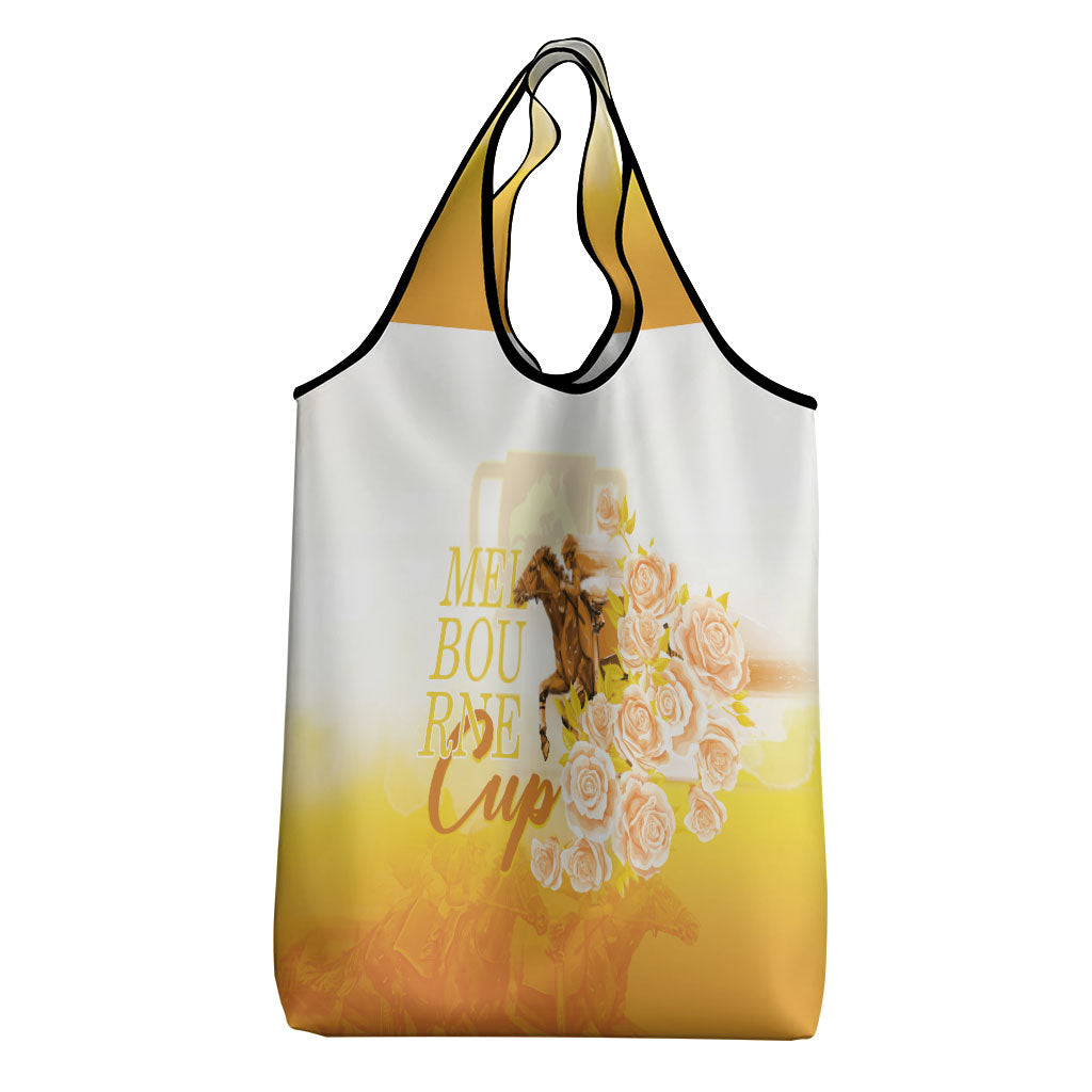 Melbourne Horse Racing Grocery Bag Vintage Floral Equestrian Rider