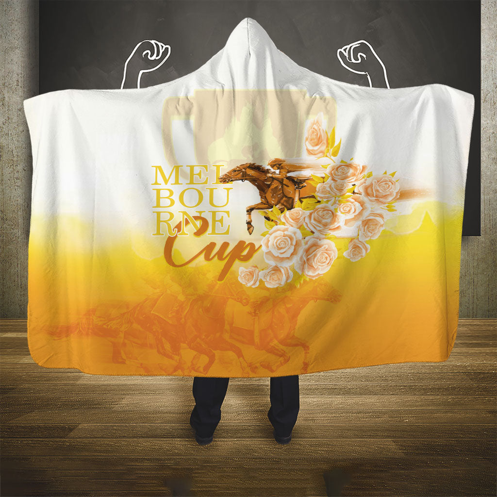 Melbourne Horse Racing Hooded Blanket Vintage Floral Equestrian Rider