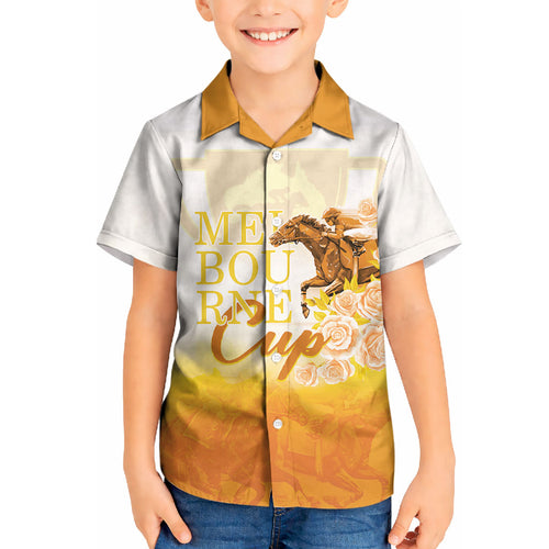 Melbourne Horse Racing Kid Hawaiian Shirt Vintage Floral Equestrian Rider
