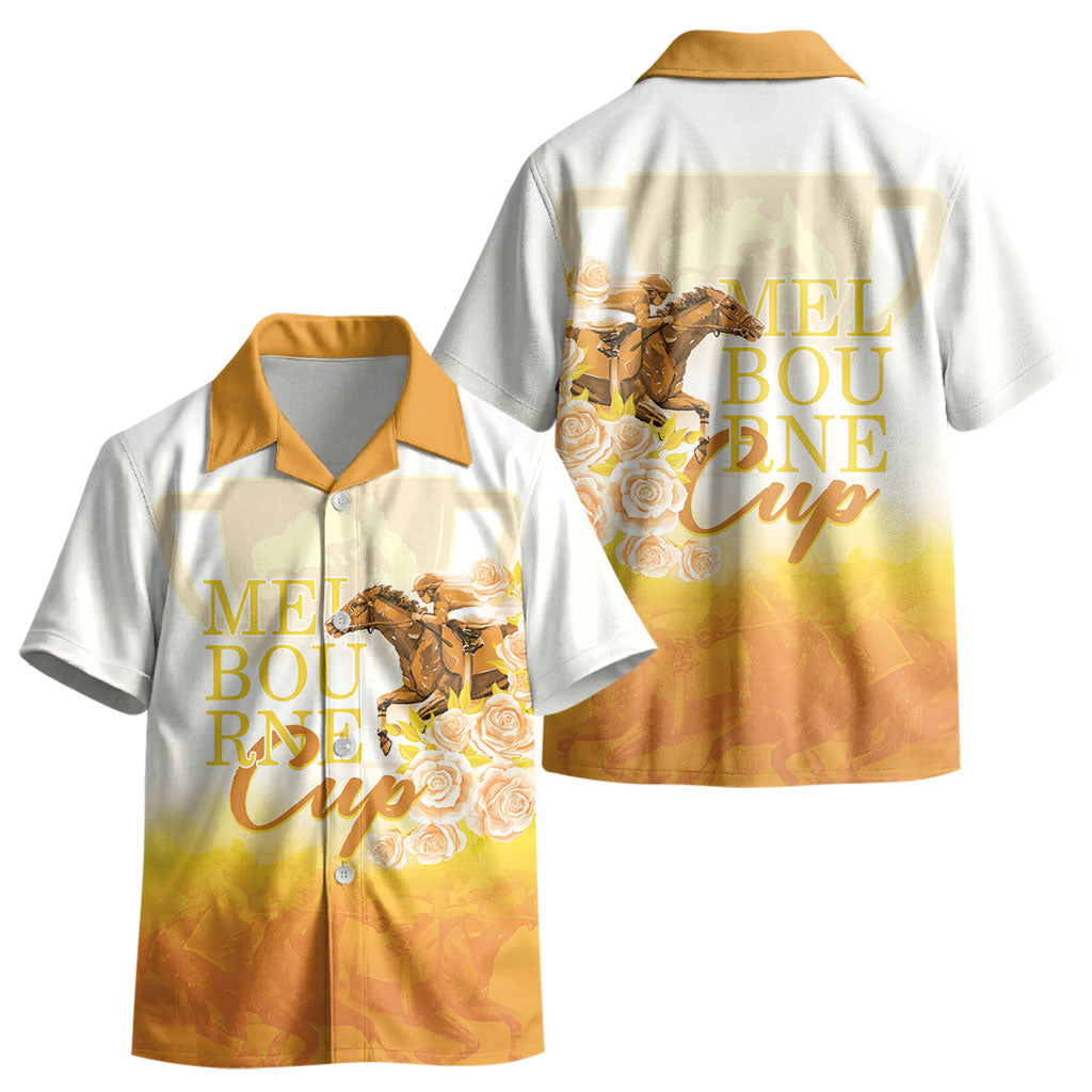 Melbourne Horse Racing Kid Hawaiian Shirt Vintage Floral Equestrian Rider