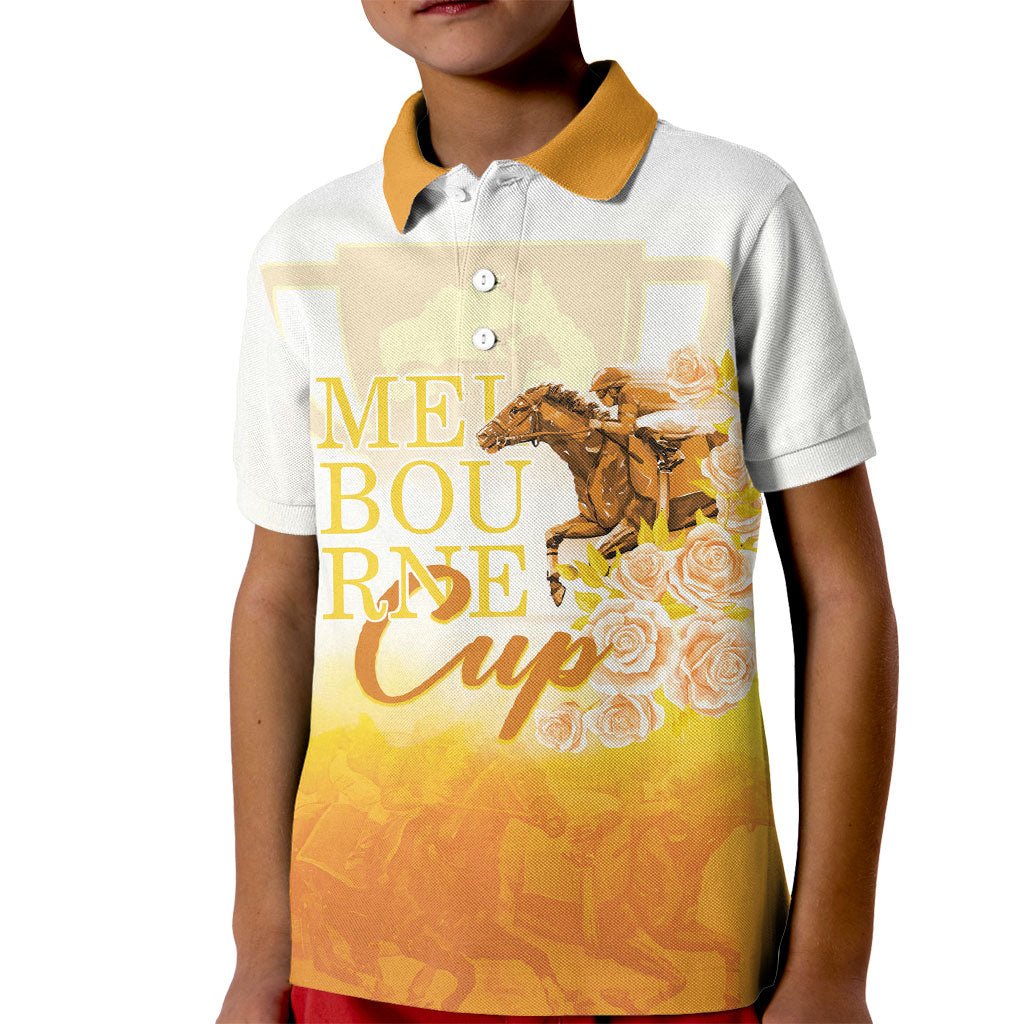 Melbourne Horse Racing Kid Polo Shirt Vintage Floral Equestrian Rider